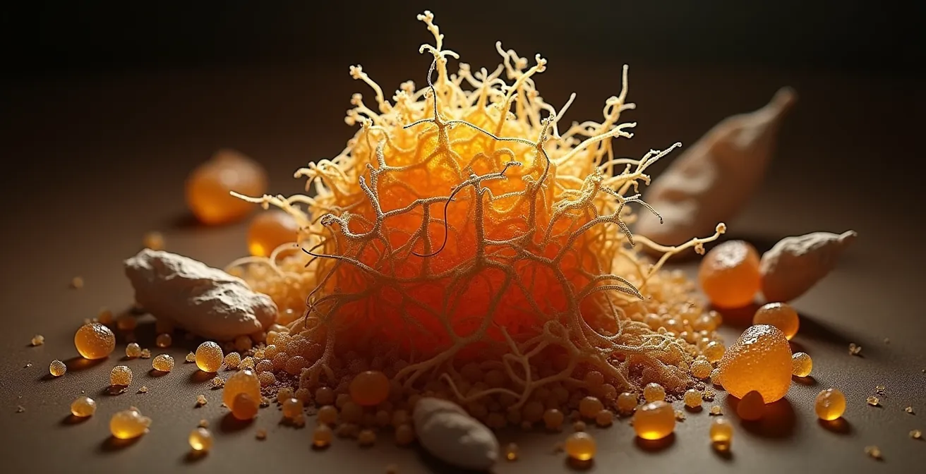 Mikroskopische Darstellung von AGEs-Ablagerungen um Haarfollikel