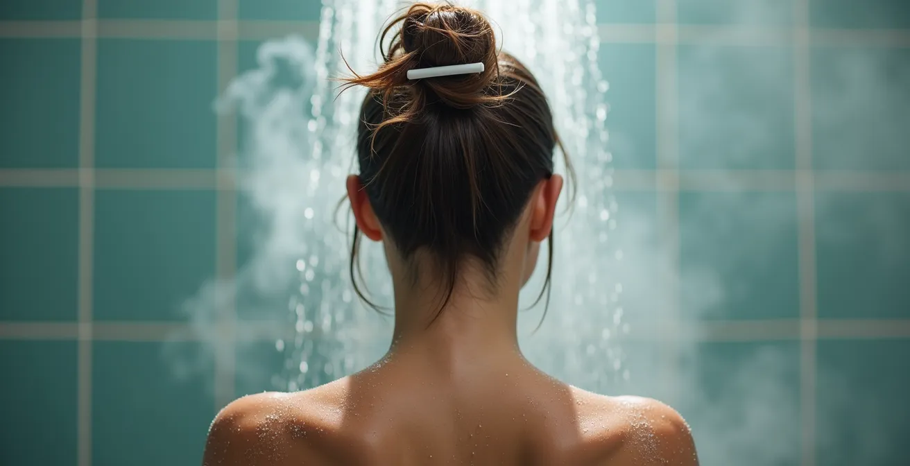 Darstellung der richtigen Haarwasch-Technik zur Vermeidung von Rückenpickeln