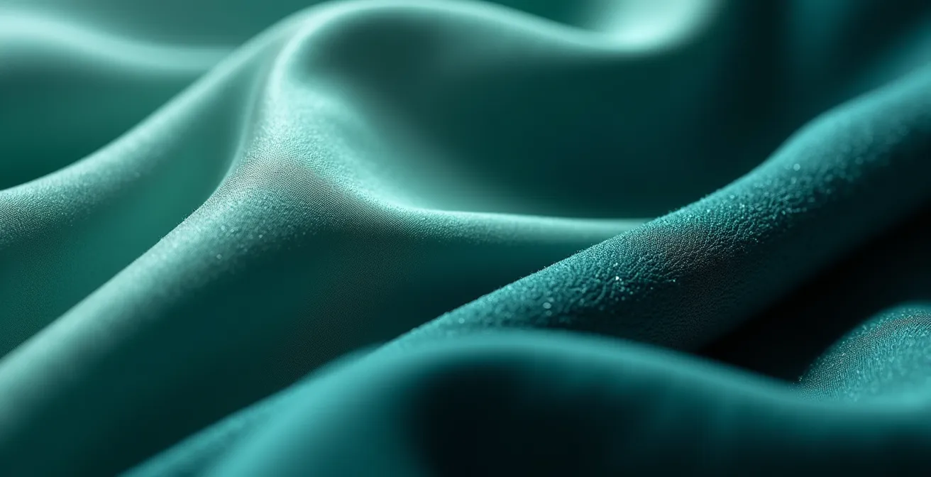 Nahaufnahme von Seide und Samt mit unterschiedlichen Lichtreflexionen, die ihre festliche Eleganz unterstreichen