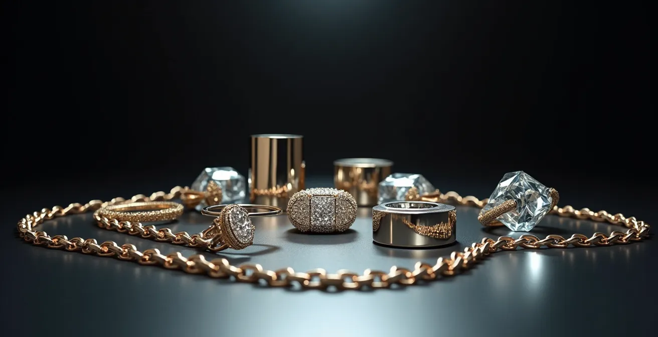 Elegante Kombination von Statement-Schmuckstücken