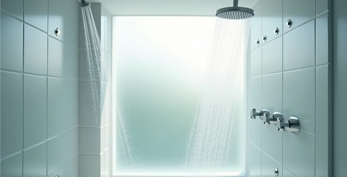 Nahaufnahme von Wassertropfen auf Haut mit sichtbaren Poren und Gefäßstrukturen